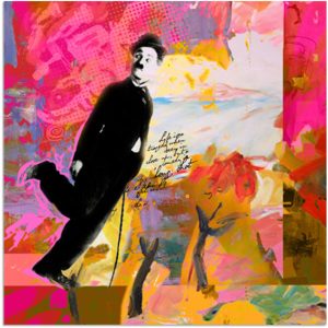 Art time gallery Jerusalem(Art online) -  Dganit Blechner - Life is a Comedy - Hand Embellished Mixed-Media on Canvas - 120 x 120 cm ( 47 x 47 inches )