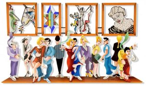 Art time gallery Jerusalem(Art online) -  Yuval Mahler - 3D Opening Day at the Gallery - Original 3D Metal Sculpture Hand Painted - 68 x 120 cm / 22 x 48 inches