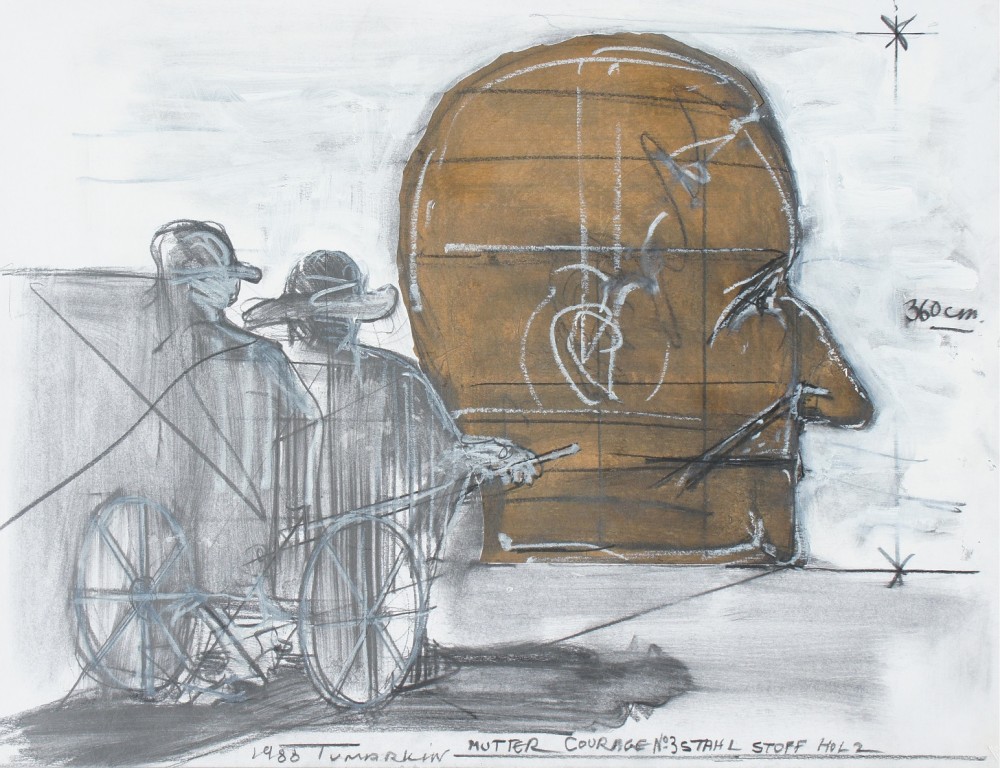 Art time gallery Jerusalem(Art online) - Igal Tumarkin - Brecht – Mutter Corage No.3 - Original Mixed Media on Paper - 50 x 65 cm