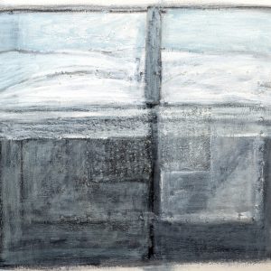 Art time gallery Jerusalem(Art online) -  Arie Azene - White & Light Blue Abstract - Year 1972 - Original Oil on Canvas - 81 x 100 cm / 32.4 x 40 inches