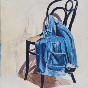 Art time gallery Jerusalem(Art online) -  Arie Azene - Blue Jeans Shirt - Original Acrylic on Canvas Unframed - 80 x 70 cm / 31 x 27 inches