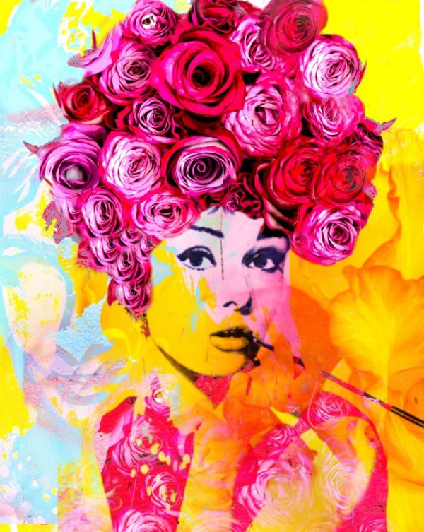 Art time gallery Jerusalem(Art online) -  Dganit Blechner - Because She is My Rose - Hand Embellished Mixed-Media on Canvas - 120 x 95 cm ( 47 x 37 inches )