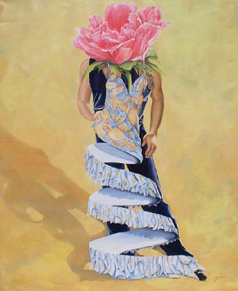 Art time gallery Jerusalem(Art online) -  Sonia Drabkin - Dance with a Rose - Original High-Quality Print on Canvas - 130 x 105 cm / 51 x 41 inches