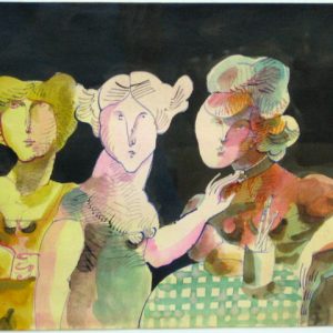 Art time gallery Jerusalem(Art online) -  David Gerstein - Women - Original Watercolor on Paper - 24x34cm