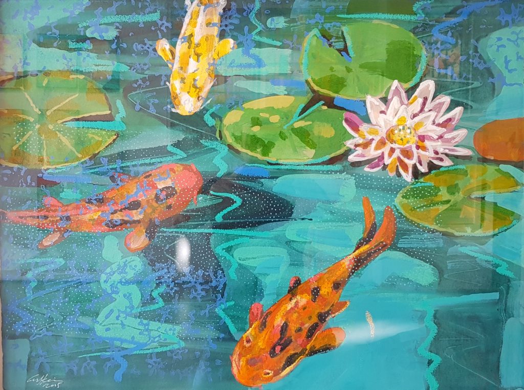 Art time gallery Jerusalem(Art online) -  - Fish Pond II - 69 x 88 cm / 28 x 35 inches