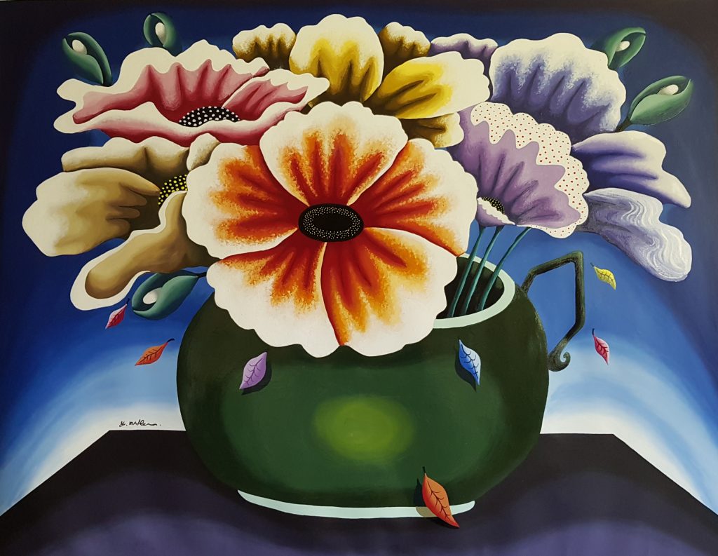 Art time gallery Jerusalem(Art online) -  Yuval Mahler - Flowers - Original Automobile colors on canvas - 100 X 140 cm / 40 X 56 Inches