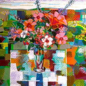 Art time gallery Jerusalem(Art online) -  David Gerstein - Flowers - Original Acrylic on Canvas - 120 x 180 cm / 47 x 71 in