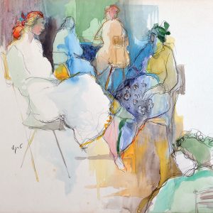 Art time gallery Jerusalem(Art online) -  Itzchak Tarkay - Women - Original Watercolor on Paper - 94 x 66 cm