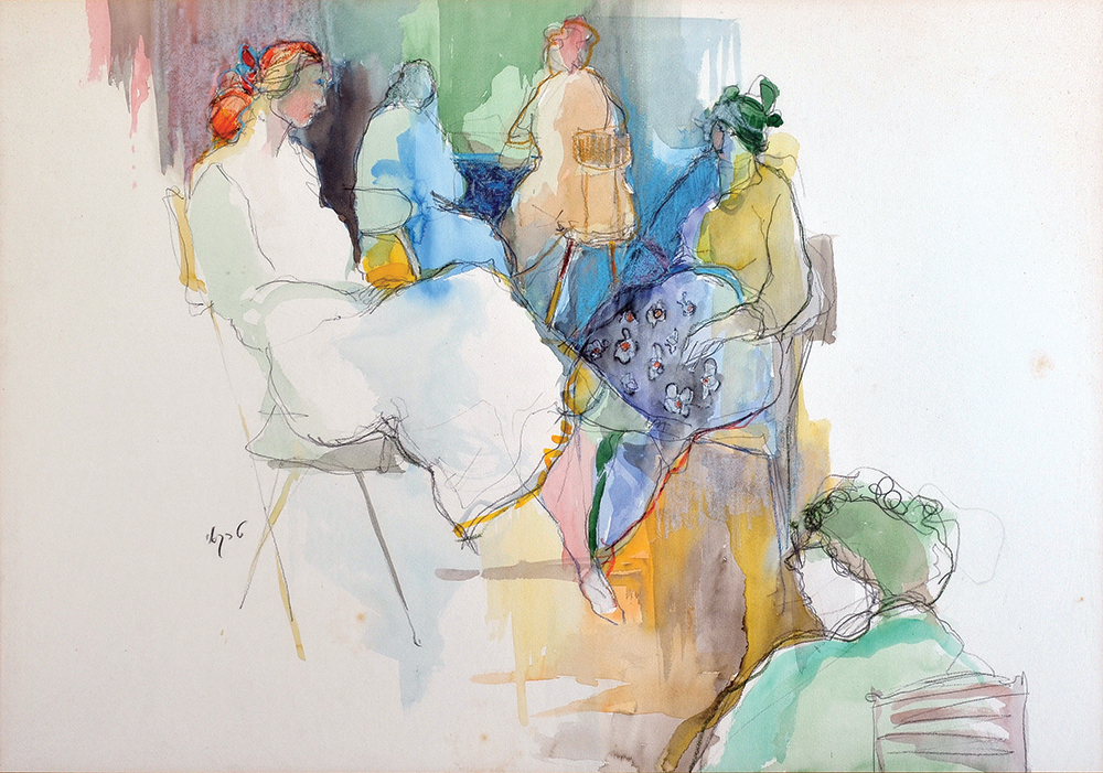 Art time gallery Jerusalem(Art online) -  Itzchak Tarkay - Women - Original Watercolor on Paper - 94 x 66 cm