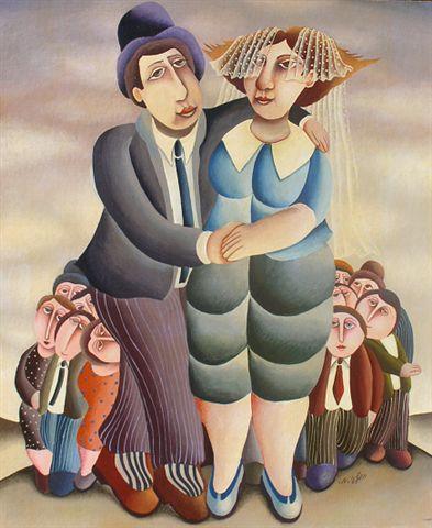 Art time gallery Jerusalem(Art online) -  Yuval Mahler - Jewish Wedding - Original Acrylic on Canvas - 61x51.5 cm / 25x20 inches