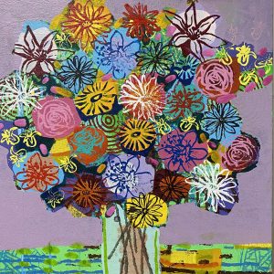 Art time gallery Jerusalem(Art online) -  David Gerstein - New Year Flowers - Original Acrylic on Canvas - 80 x 60 cm / 31.5 x 23.6 in