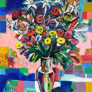 Art time gallery Jerusalem(Art online) -  David Gerstein - New Beginning Flowers - Original Acrylic on Canvas - 140 x 100 cm / 56 x 40 inches