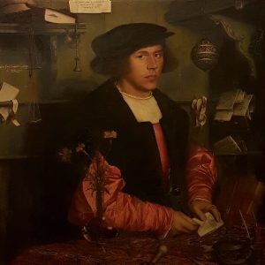 Art time gallery Jerusalem(Art online) -  Homage to Hans Holbein - Portrait of Georg Gisze - Original Oil on Canvas - 120 X 108 cm / 48 X 43 Inches