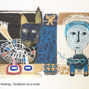 Art time gallery Jerusalem(Art online) -  Yael Hoenig - Stubborn as a Mule - Original mixed media on recycle cardboard - 22 x 48 cm / 9 x 19 inches