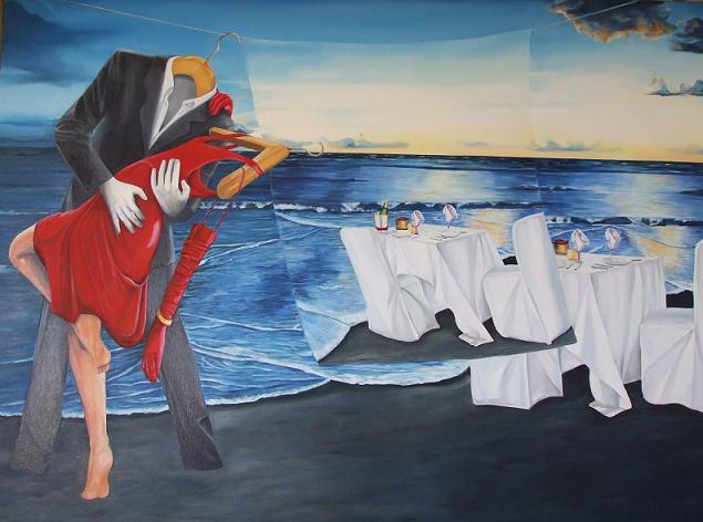 Art time gallery Jerusalem(Art online) -  Sonia Drabkin - Tango Romantic Dinner - Original High-Quality Print on Canvas