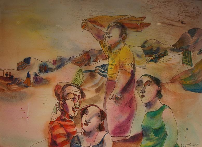 Art time gallery Jerusalem(Art online) -  David Gerstein - The Wanderers - 27x37cm