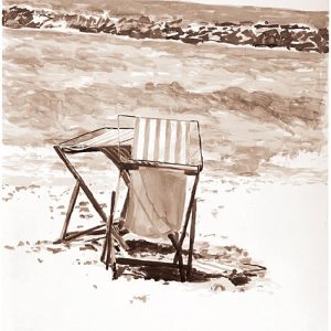 Art time gallery Jerusalem(Art online) -  Arie Azene - B&W Beach 6 - Original Watercolor on Paper - 112 x 77 cm ( 44 x 30 inches )