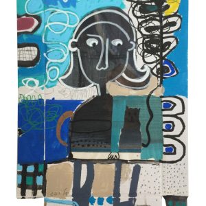 Art time gallery Jerusalem(Art online) -  Yael Hoenig - You and Me - Original mixed media on recycle cardboard - 44 x 23 cm / 18 x 9 inches