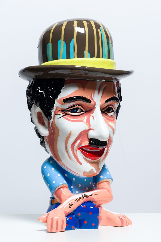 Art time gallery Jerusalem(Art online) -  Yuval Mahler - Chaplin Modern Hat - Original Fiberglass Sculpture - 37 x 22 cm / 14.5 x 8.5 inches
