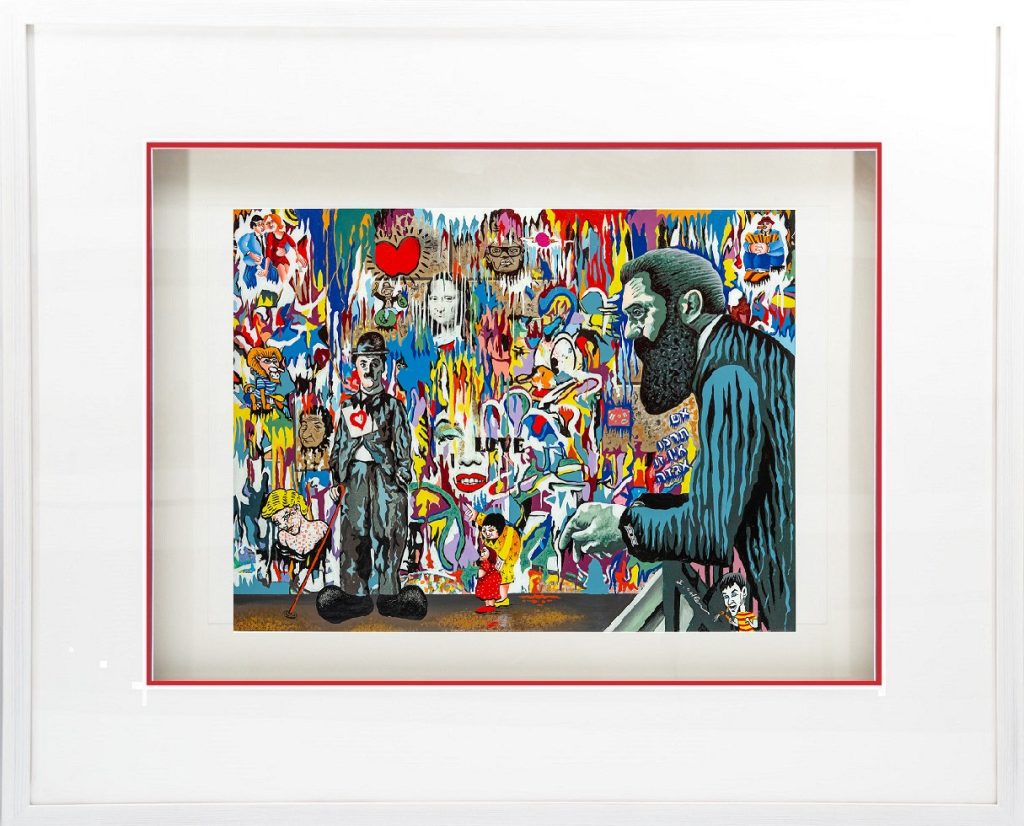 Art time gallery Jerusalem(Art online) -  Yuval Mahler - Street Art Chaplin Herzl - Original Serigraph on Paper - 62 x 76 cm / 25 x 30.5 Inches