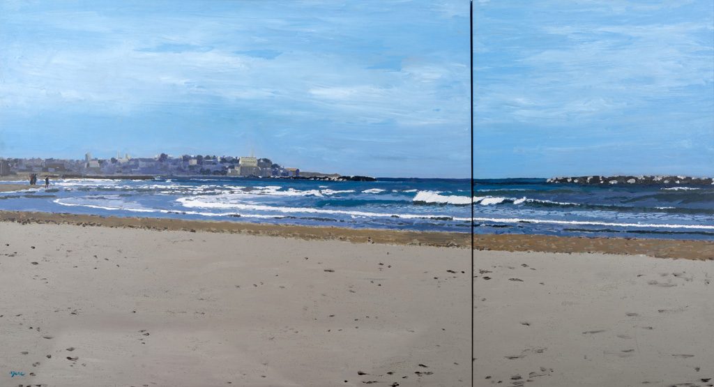 Art time gallery Jerusalem(Art online) -  Arie Azene - Jaffa TLV Beach - Original Mixed Media Canvas - 90X 180 cm / 36X 72 In