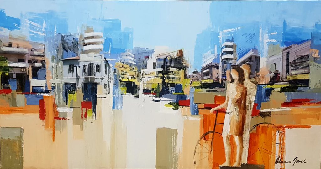 Art time gallery Jerusalem(Art online) -  Adriana Naveh - Just the 2 of us - Original Acrylic on Canvas - 80X150 cm / 31X59 In