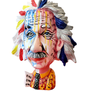 Art time gallery Jerusalem(Art online) -  Yuval Mahler - Orange Einstein Sculpture - Original Fiberglas sculpture hand painted automobile colors - H 37 cm (15in)