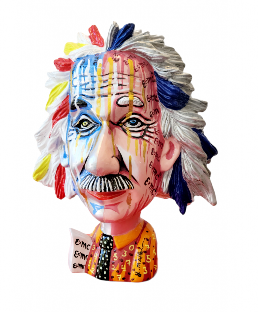 Art time gallery Jerusalem(Art online) - Yuval Mahler - Orange Einstein Sculpture - Original Fiberglas sculpture hand painted automobile colors - H 37 cm (15in)