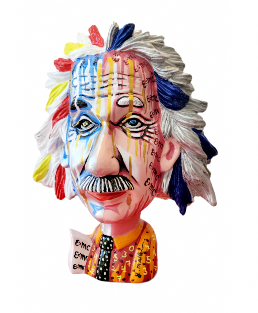 Art time gallery Jerusalem(Art online) -  Yuval Mahler - Orange Einstein Sculpture - Original Fiberglas sculpture hand painted automobile colors - H 37 cm (15in)