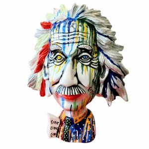 Art time gallery Jerusalem(Art online) -  Yuval Mahler - Red Hair Einstein - Original Fiberglas sculpture hand painted automobile colors - H 37 cm (15in)