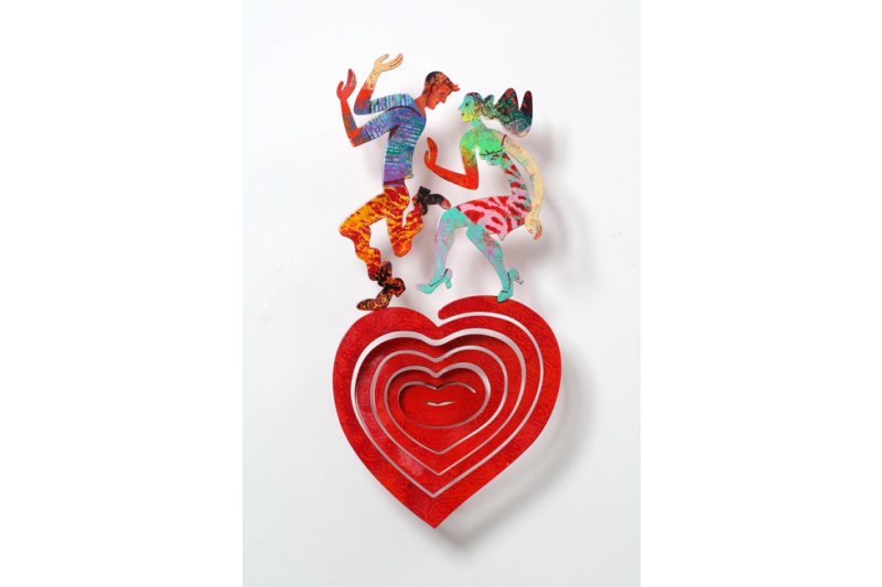 Art time gallery Jerusalem(Art online) -  David Gerstein - Heart - Swinging heart - Mixed Media on Aluminium - 29X60cm (11*24in)