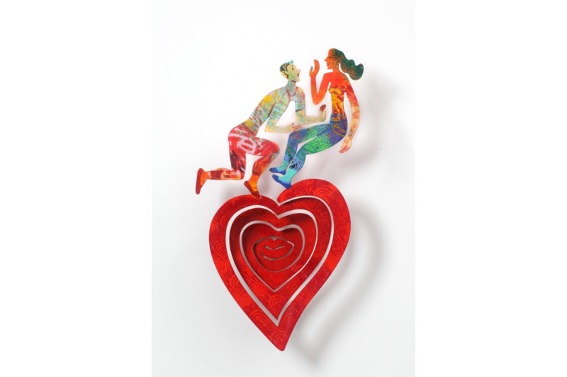 Art time gallery Jerusalem(Art online) -  David Gerstein - Heart - Moving heart - Mixed Media on Aluminium - 35X60cm (14*24in)