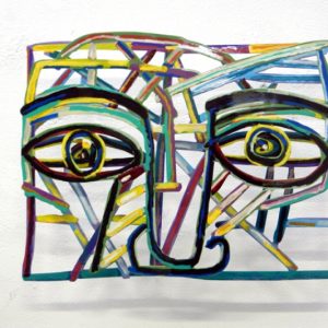 Art time gallery Jerusalem(Art online) -  David Gerstein - Graffiti face III - Mixed Media on Aluminium - 60X46cm (24*18in)