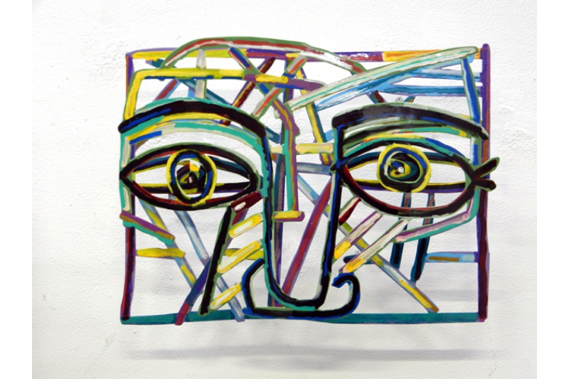 Art time gallery Jerusalem(Art online) -  David Gerstein - Graffiti face III - Mixed Media on Aluminium - 60X46cm (24*18in)