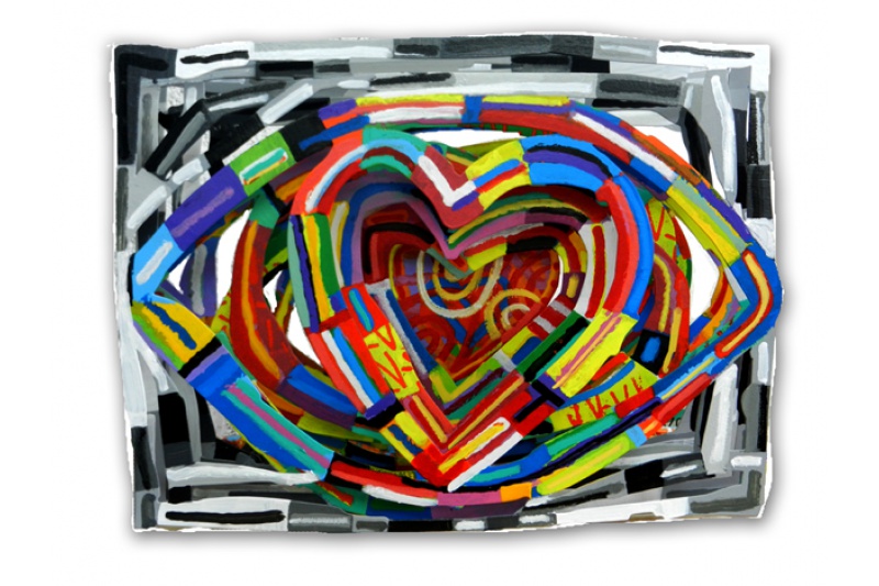 Art time gallery Jerusalem(Art online) -  David Gerstein - Love in your eyes - Mixed Media on Aluminium - 60X44cm (23x17 in)