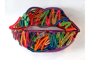 Art time gallery Jerusalem(Art online) -  David Gerstein - Lips Liner - Mixed Media on Aluminium - 120x77cm (47*30in)