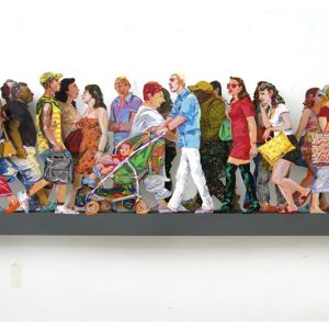 Art time gallery Jerusalem(Art online) -  David Gerstein - Mamila (shoppers) A - Mixed Media on Aluminium - 177X68cm (70*28in)