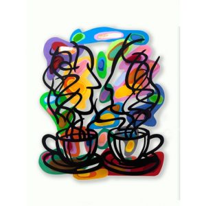 Art time gallery Jerusalem(Art online) -  David Gerstein - Tea for Two - Mixed Media on Aluminium - 66x80cm (26x31in)