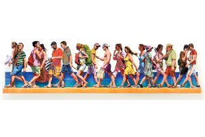 Art time gallery Jerusalem(Art online) -  David Gerstein - Mikonos (a+b) - Mixed Media on Aluminium - 220x58cm (87*23in)
