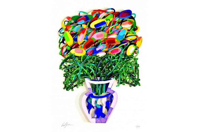 Art time gallery Jerusalem(Art online) -  David Gerstein - Bouquet - New - York - Mixed Media on Aluminium - 73X100cm (29*39in)