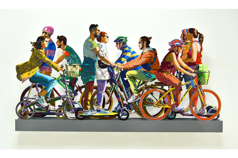 Art time gallery Jerusalem(Art online) -  David Gerstein - TLV On Wheels - Mixed Media on Aluminium - 180x93 in 457x236 cm