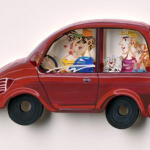 Art time gallery Jerusalem(Art online) -  David Gerstein - Family Car - Mixed Media on Aluminium - 119X71cm (47*28in)
