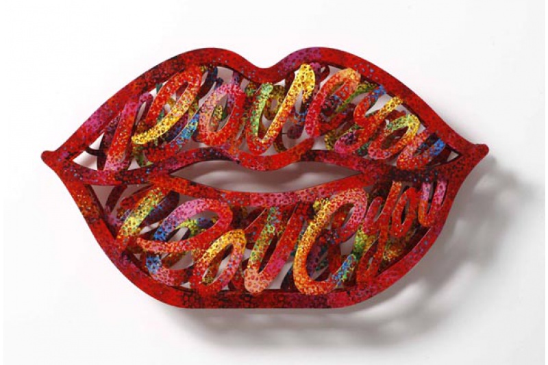 Art time gallery Jerusalem(Art online) -  David Gerstein - Read my Lips - Mixed Media on Aluminium - 80X47cm (31x16in)