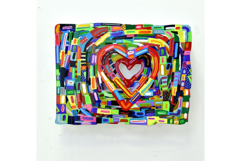 Art time gallery Jerusalem(Art online) -  David Gerstein - Heartbeat - Mixed Media on Aluminium - 60x45cm (24*18in)