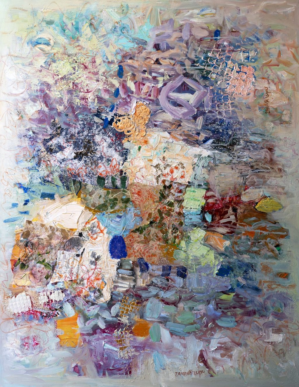 Art time gallery Jerusalem(Art online) -  Zahava Lupu - Music & Flowers - Original Oil on Canvas - 100 x 130cm cm / 40 x52 inches