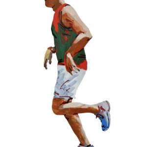 Art time gallery Jerusalem(Art online) -  David Gerstein - Jogger In The Park - Metal Double sided Color print - 41.5 x 18.5 cm ( 16.3 x 7.2 inches )
